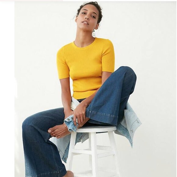 Anthropologie MAEVE Josefa Ribbed Short Sleeve Tee in Mustard Yellow - Picture 12 of 12